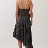 Striped Halter Top & Asymmetrical Midi Skirt Set