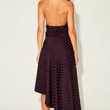 Striped Halter Top & Asymmetrical Midi Skirt Set
