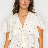 Polka Dot Ruffle Crop Top