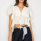 Polka Dot Ruffle Crop Top
