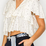 Polka Dot Ruffle Crop Top