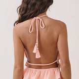 Halter Smocked Peplum Top & Flowy Shorts Set (TOP ONLY)