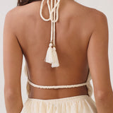 Halter Smocked Peplum Top & Flowy Shorts Set (TOP ONLY)
