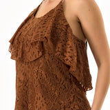 Floral Lace Open-Back Halter Top &  Elastic-Waist Balloon Pants (TOP ONLY)