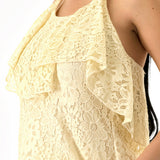 Floral Lace Open-Back Halter Top &  Elastic-Waist Balloon Pants (TOP ONLY)