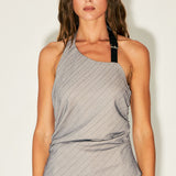 Pinstripe Buckle-Halter Top & Barrel Pants Set (TOP ONLY)