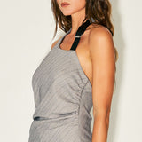 Pinstripe Buckle-Halter Top & Barrel Pants Set (TOP ONLY)