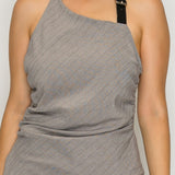 Pinstripe Buckle-Halter Top & Barrel Pants Set (TOP ONLY)