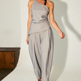 Pinstripe Buckle-Halter Top & Barrel Pants Set (PANTS ONLY)