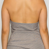 Pinstripe Buckle-Halter Top & Barrel Pants Set (TOP ONLY)