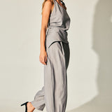 Pinstripe Buckle-Halter Top & Barrel Pants Set (PANTS ONLY)
