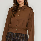 Tailored Epaulet Cropped Shirt