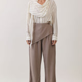 Asymmetric Wrap Detail Wide Leg Pants