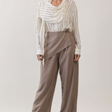 Striped Shawl Detail Shirt