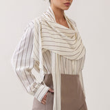 Striped Shawl Detail Shirt
