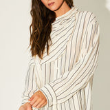 Striped Shawl Detail Shirt