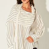 Striped Shawl Detail Shirt