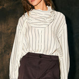 Striped Shawl Detail Shirt