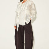 Striped Shawl Detail Shirt