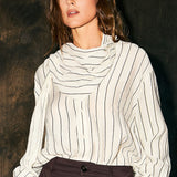 Striped Shawl Detail Shirt