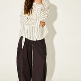 Striped Shawl Detail Shirt