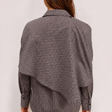 2-Way Scarf Gingham Button-Down Shirt