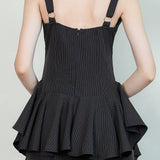 Striped Peplum Bustier & Relaxed Wide Pants (TOP ONLY)