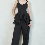 Striped Peplum Bustier & Relaxed Wide Pants (TOP ONLY)
