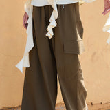 Pleated Utility Wide-Leg Pants (PANTS ONLY)