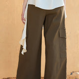 Pleated Utility Wide-Leg Pants (PANTS ONLY)