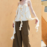 Ruffle Cascade Asymmetric Hem Cami Top (TOP ONLY)