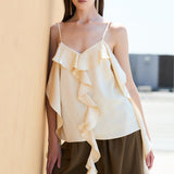 Ruffle Cascade Asymmetric Hem Cami Top (TOP ONLY)