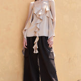Ruffle Cascade Asymmetric Hem Cami Top (TOP ONLY)