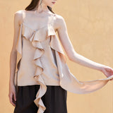 Ruffle Cascade Asymmetric Hem Cami Top (TOP ONLY)