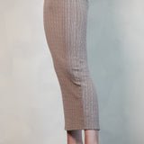 Ribbed Knit Button-Up Jacket & Back Slit Skirt Set