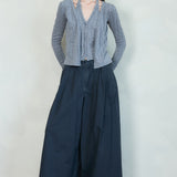 Washed Wide-Leg Pleated Pants