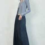 Washed Wide-Leg Pleated Pants