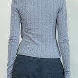 Ribbed Knit Halter-Layered Button-Up Top (TOP ONLY)