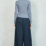 Washed Wide-Leg Pleated Pants