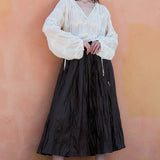 Crinkled A-line Midi Skirt