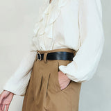 Ruffled V-Neck Long Sleeve Blouse