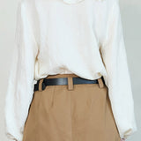 Ruffled V-Neck Long Sleeve Blouse