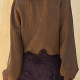 Ruffled V-Neck Long Sleeve Blouse