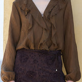 Ruffled V-Neck Long Sleeve Blouse