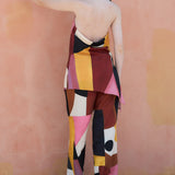 Abstract Print Halter Top & Wide-Leg Pants Set