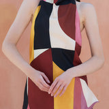 Abstract Print Halter Top & Wide-Leg Pants Set