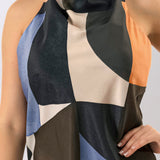 Abstract Print Halter Top & Wide-Leg Pants Set