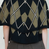 Argyle Knit Button-Up Poncho (TOP ONLY)