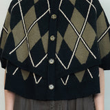 Argyle Knit Button-Up Poncho (TOP ONLY)