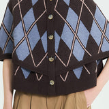 Argyle Knit Button-Up Poncho (TOP ONLY)